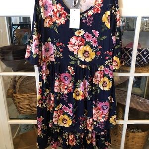 Floral Navy Blue Dress NWT Size Boutique Dress